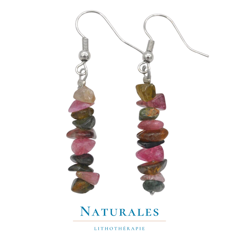 Boucles d'oreilles tourmaline melon d'eau - bijou en pierre naturelle - Naturales.fr