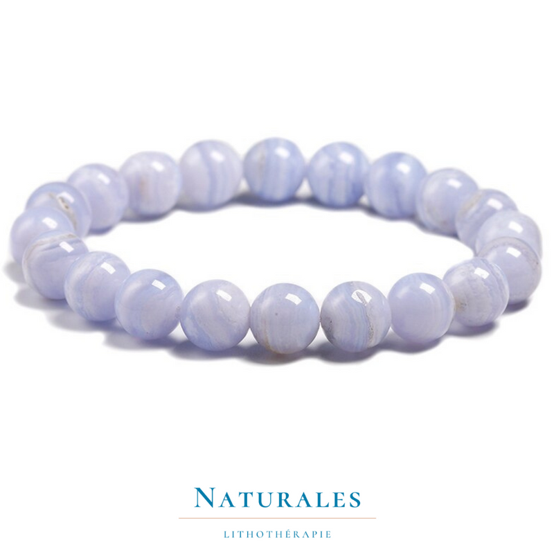 Bracelet agate blue lace - pierre naturelle - lithothérapie - Naturales.fr