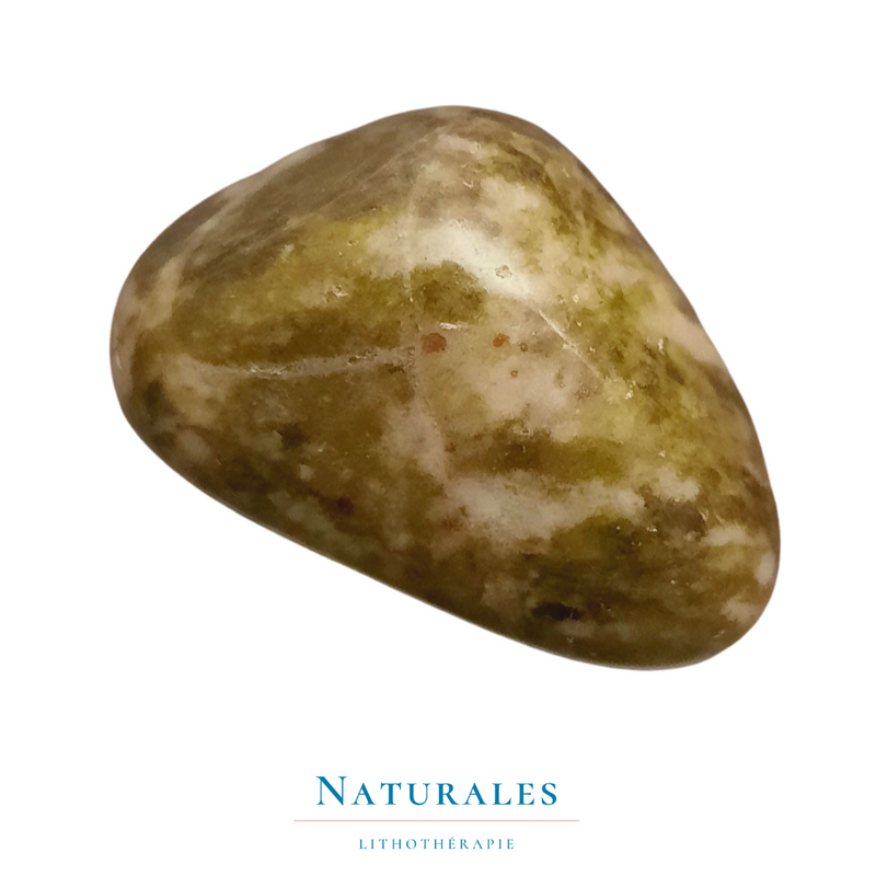Quartz à épidote roulé - lithothérapie - Naturales.fr