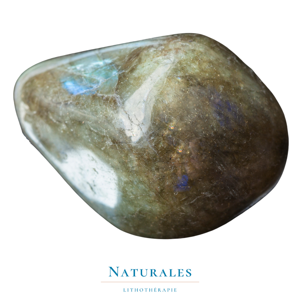 Labradorite blanche - pierre roulée - chakra turquoise