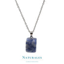 Collier avec pendentif en sodalite - Acier inoxydable couleur argent