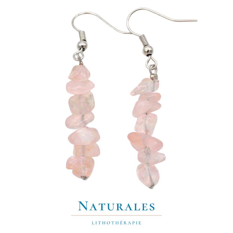 Boucles d'oreilles quartz rose - pierre naturelle