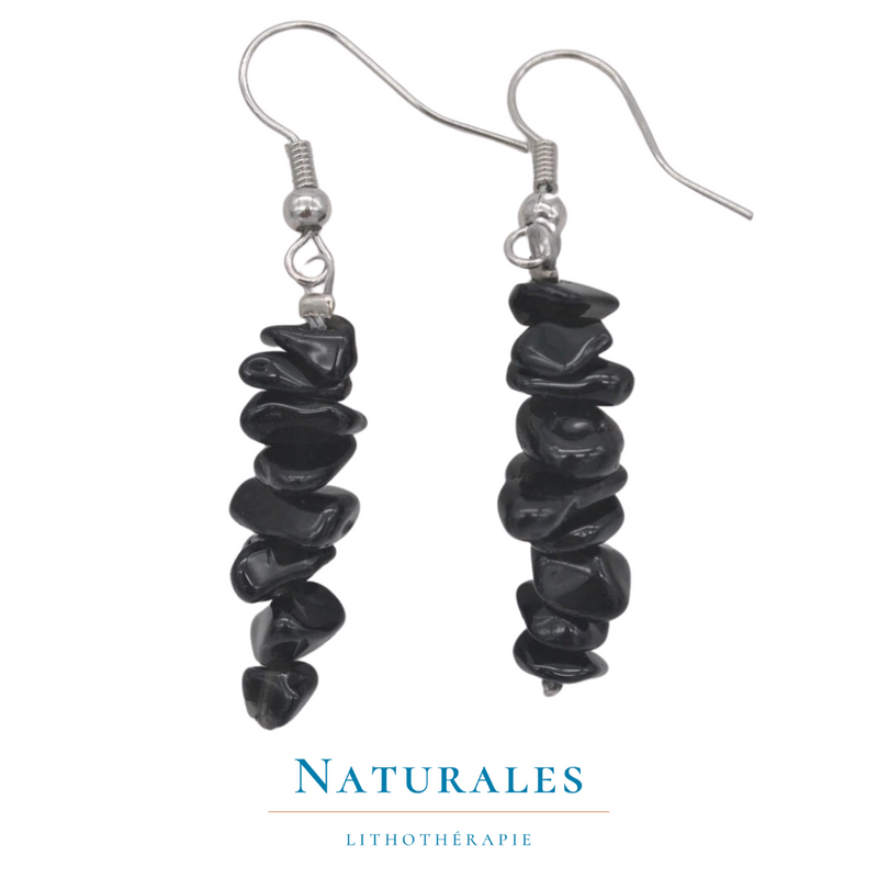 Boucle d'oreilles obsidienne noire - protection - Naturales.fr