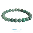 Bracelet en pierre émeraude, couleur verte, 23 perles rondes