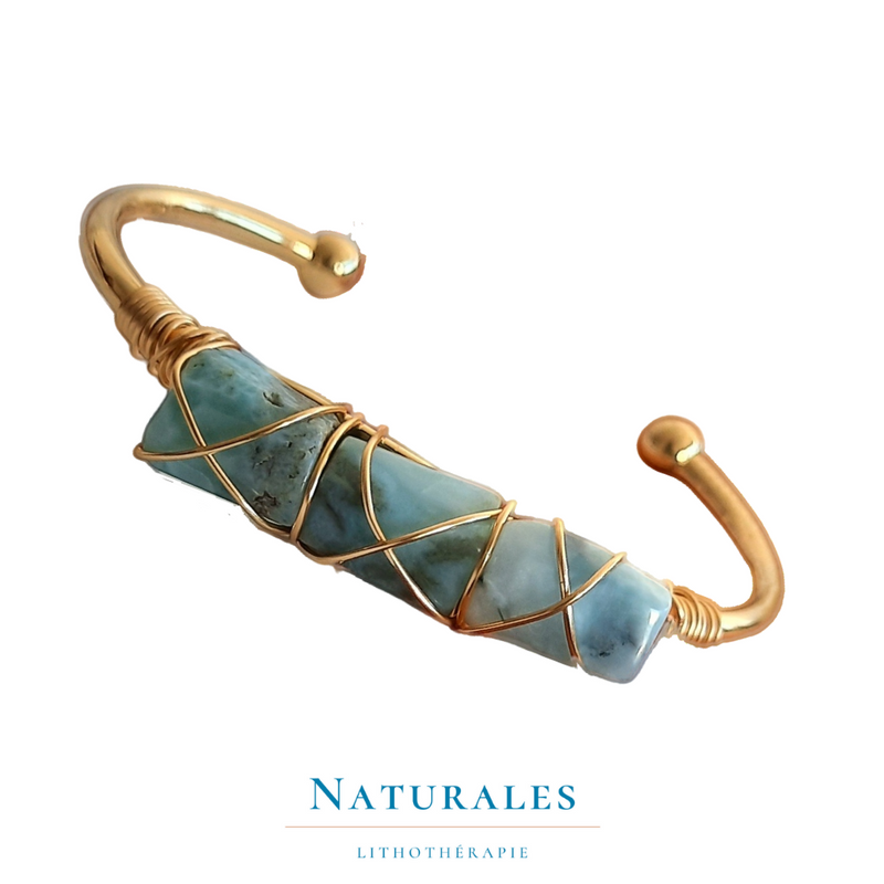 Bracelet manchette larimar - pierre naturelle - Naturales.fr