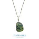 Collier prehnite - pierre naturelle - chaine en acier inoxydable