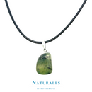 Collier prehnite - pierre naturelle - chaîne en cuir